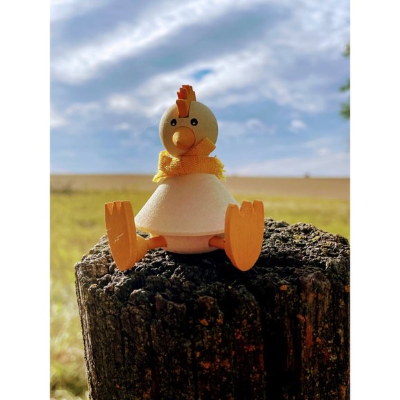 Vintage Swedish Wood Chicken Figurine Shelf Sitter - Picture 1 of 10